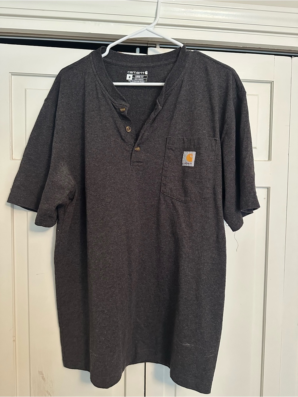 Carhartt Dark Charcoal Short-Sleeve Henley Pocket Tee